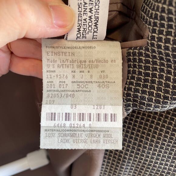 Hugo Boss Mens Blazer 100% Virgin Wool Sport Coat Size 40S Pin Check Einstein US - Picture 10 of 11